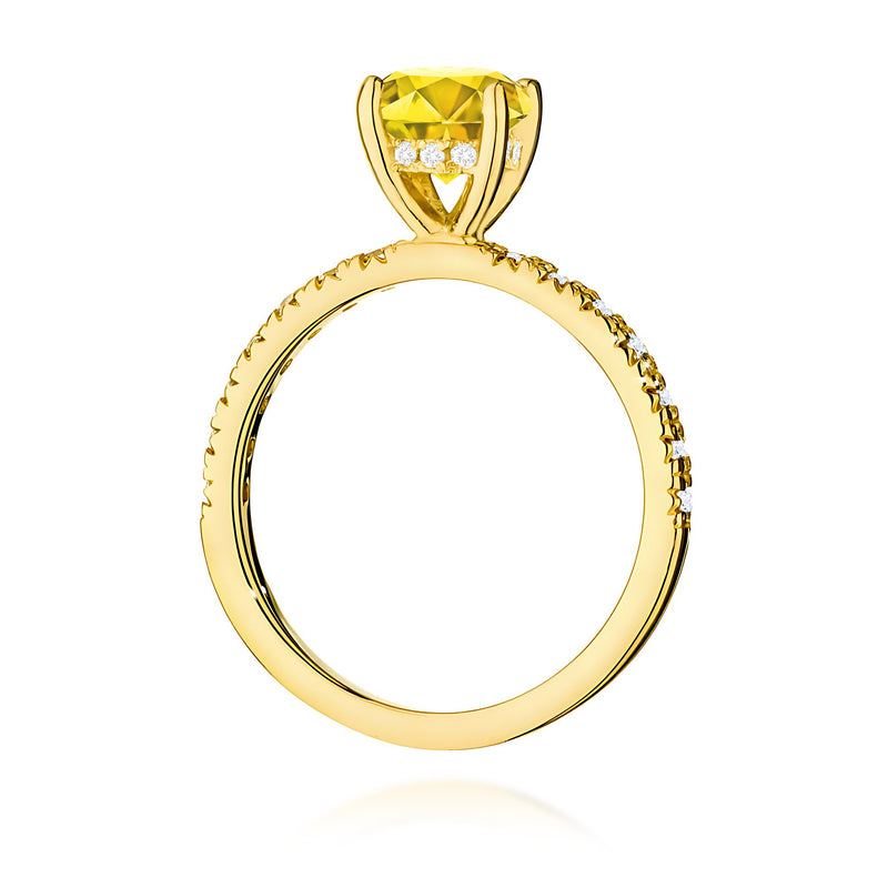 Inel Aur 14K cu Diamante Galbene de Laborator 1.26 ct, imaginea 3 din 12