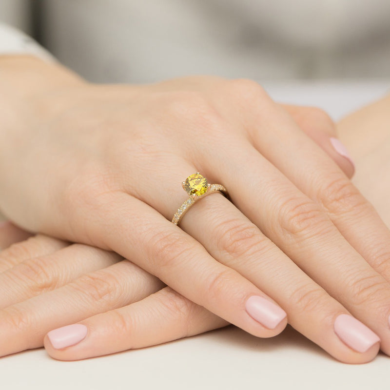 Inel Aur 14K cu Diamante Galbene de Laborator 1.26 ct, imaginea 4 din 12