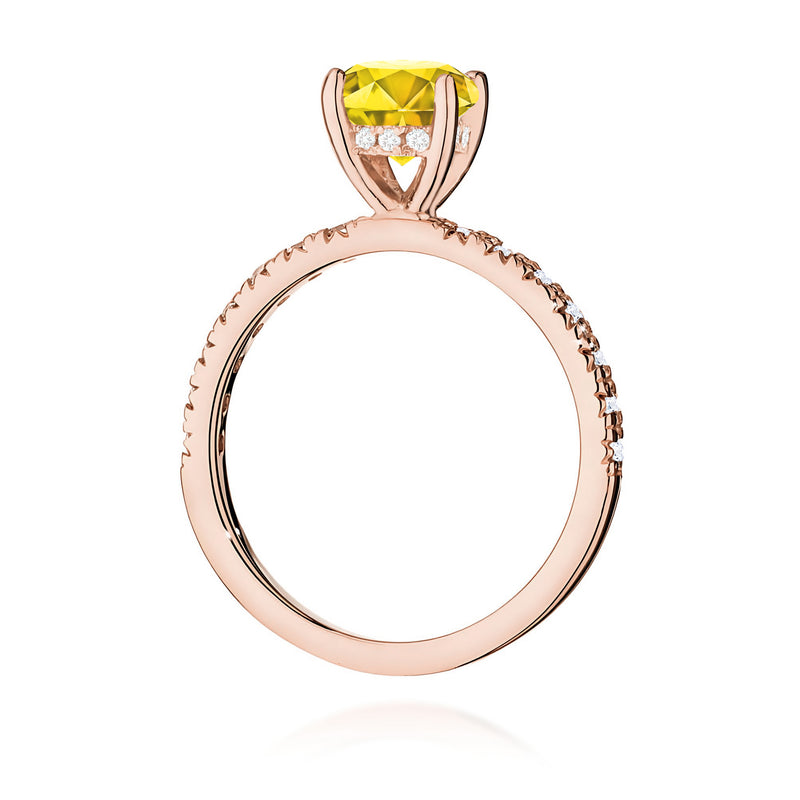 Inel Aur 14K cu Diamante Galbene de Laborator 1.26 ct, imaginea 7 din 12