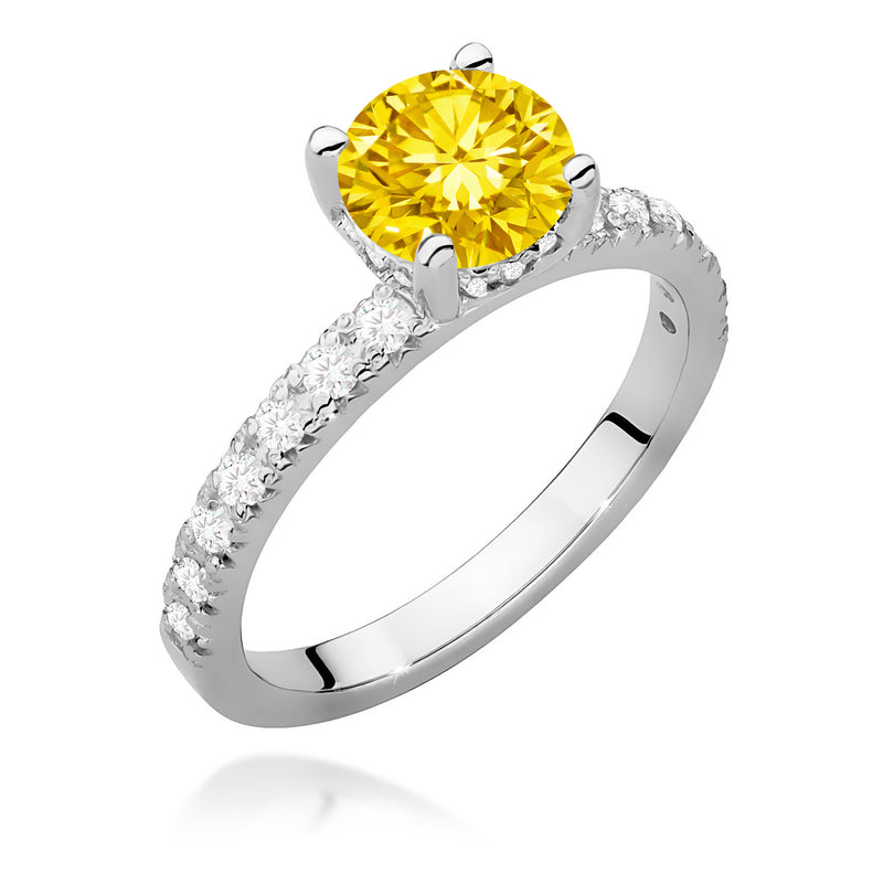 Inel Aur 14K cu Diamante Galbene de Laborator 1.26 ct, imaginea 9 din 12