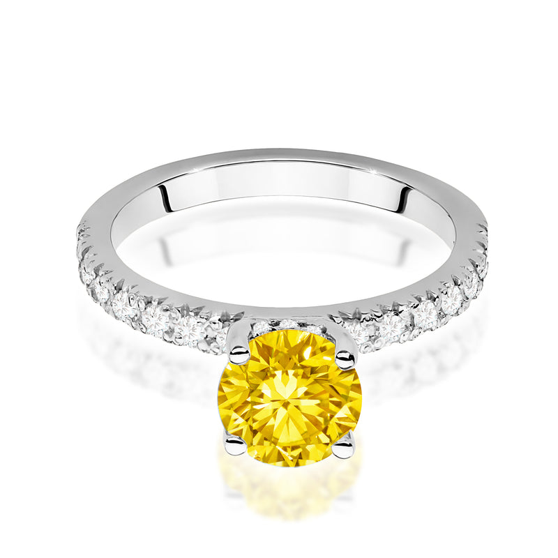 Inel Aur 14K cu Diamante Galbene de Laborator 1.26 ct, imaginea 10 din 12