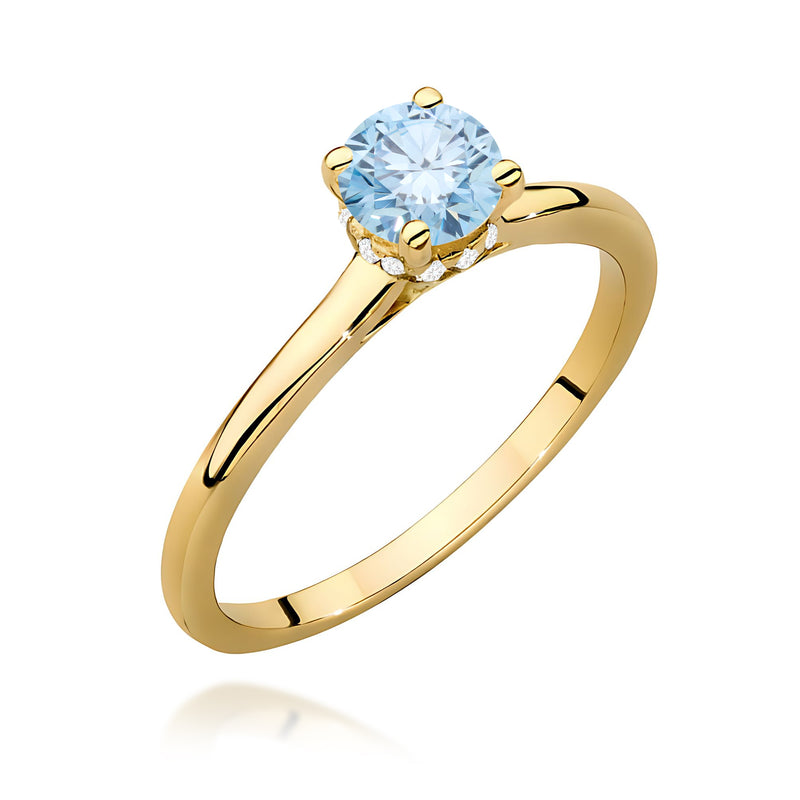 Inel Aur 14K cu Diamante Albastre de Laborator 0.56 ct — Aur galben