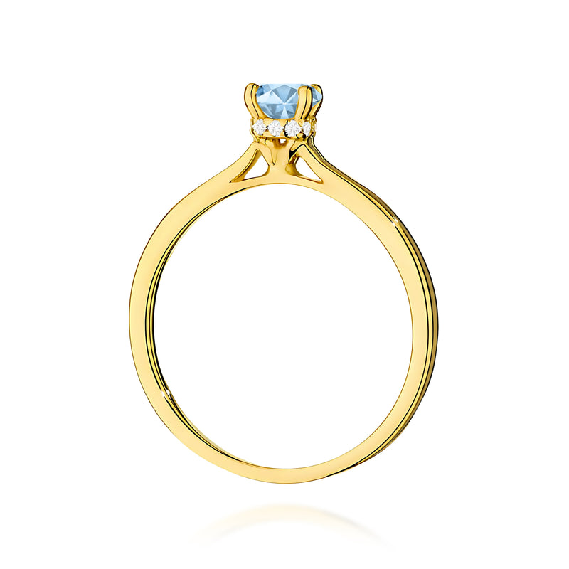 Inel Aur 14K cu Diamante Albastre de Laborator 0.56 ct, imaginea 3 din 12