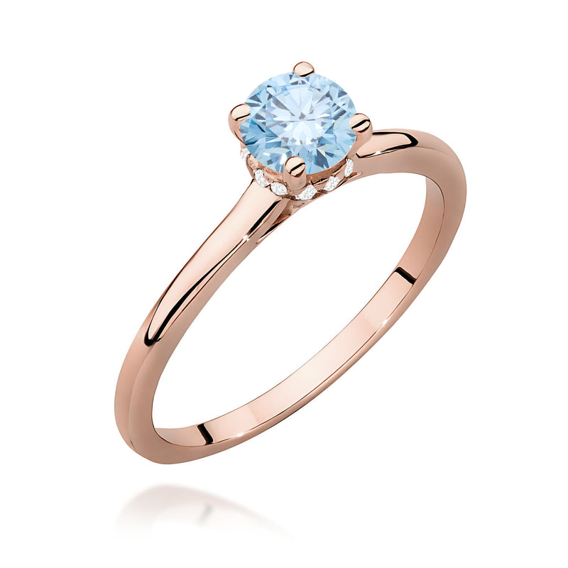 Inel Aur 14K cu Diamante Albastre de Laborator 0.56 ct, imaginea 5 din 12