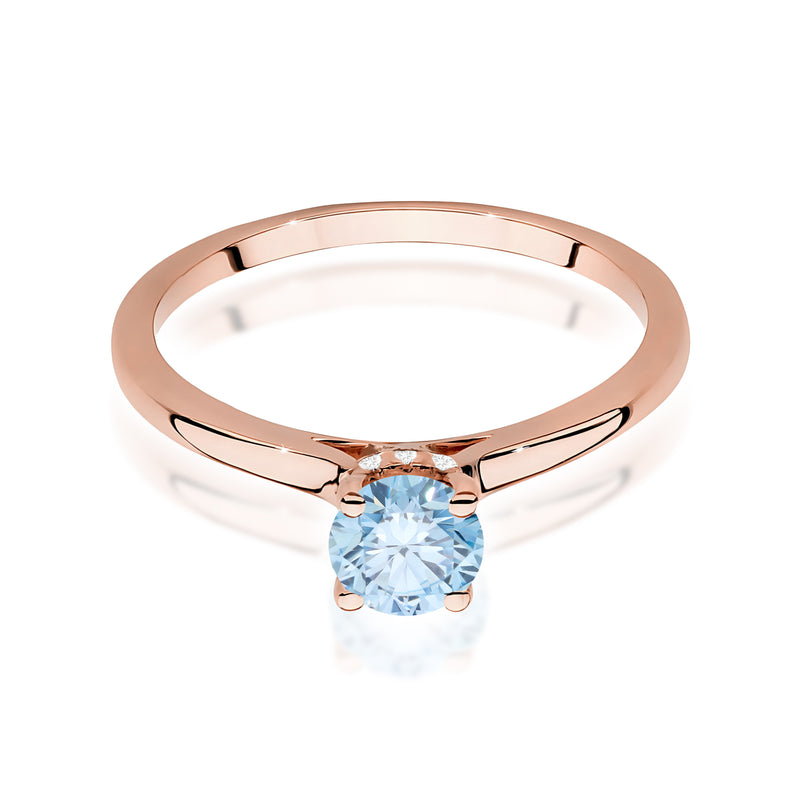 Inel Aur 14K cu Diamante Albastre de Laborator 0.56 ct, imaginea 6 din 12