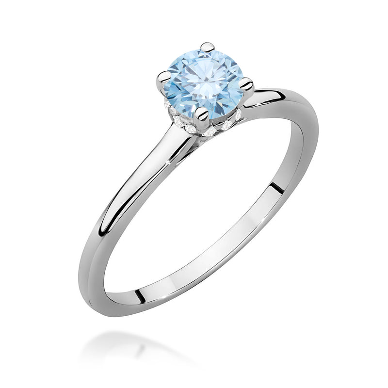 Inel Aur 14K cu Diamante Albastre de Laborator 0.56 ct, imaginea 9 din 12
