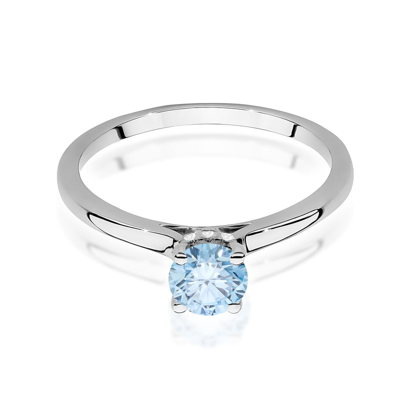 Inel Aur 14K cu Diamante Albastre de Laborator 0.56 ct, imaginea 10 din 12
