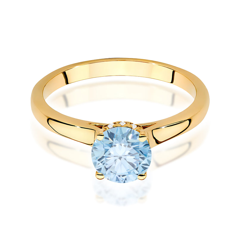 Inel Aur 14K cu Diamante Albastre de Laborator 1.07 ct, imaginea 2 din 12