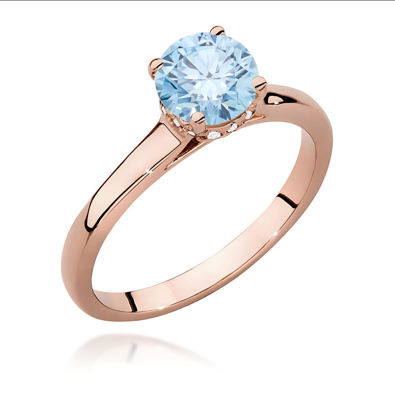 Inel Aur 14K cu Diamante Albastre de Laborator 1.07 ct, imaginea 5 din 12