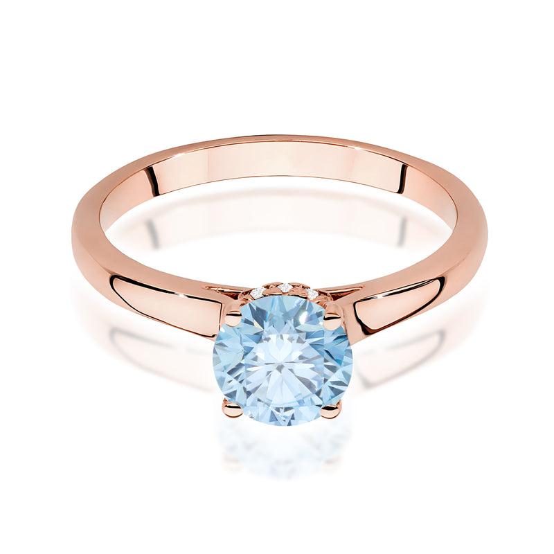 Inel Aur 14K cu Diamante Albastre de Laborator 1.07 ct, imaginea 6 din 12