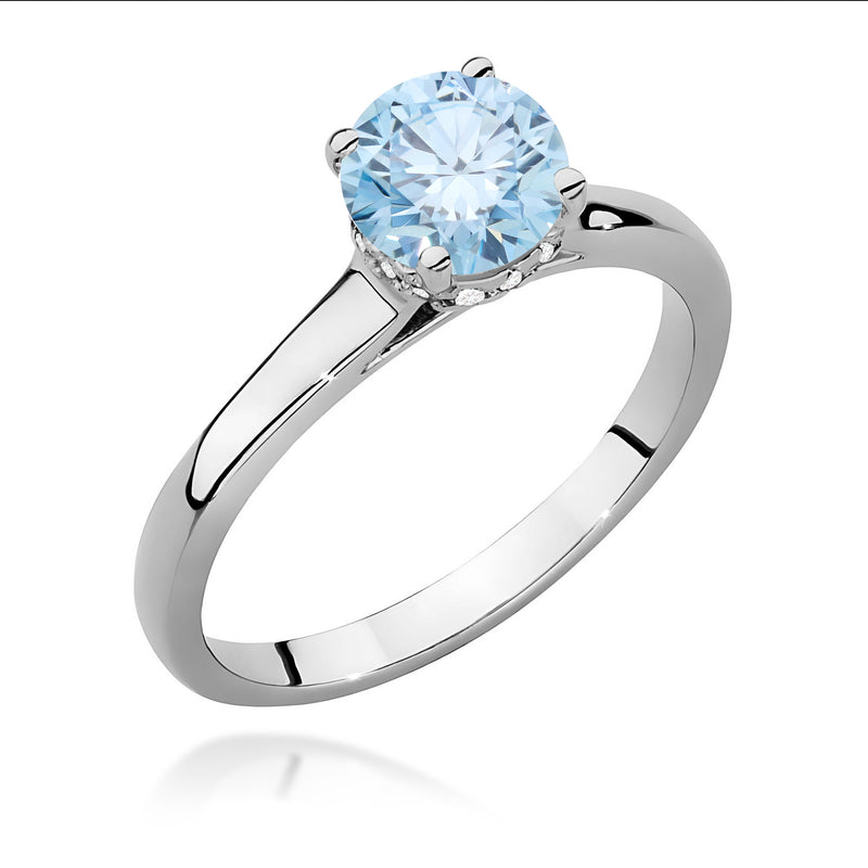 Inel Aur 14K cu Diamante Albastre de Laborator 1.07 ct, imaginea 9 din 12