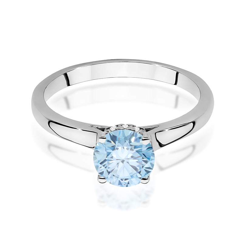 Inel Aur 14K cu Diamante Albastre de Laborator 1.07 ct, imaginea 10 din 12