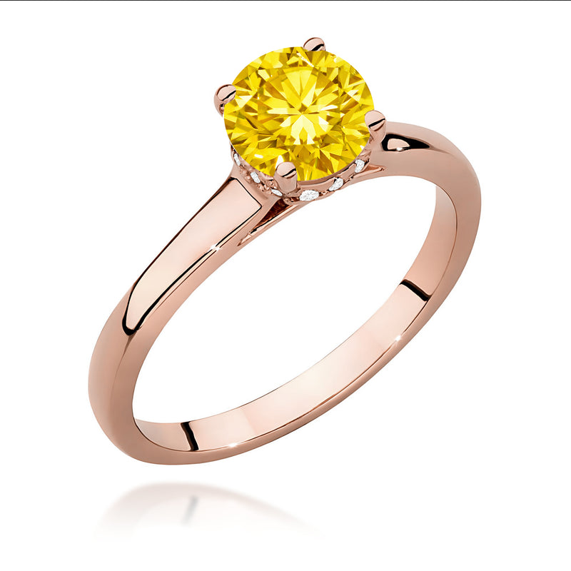 Inel Aur 14K cu Diamante Galbene de Laborator 1.07 ct, imaginea 5 din 12