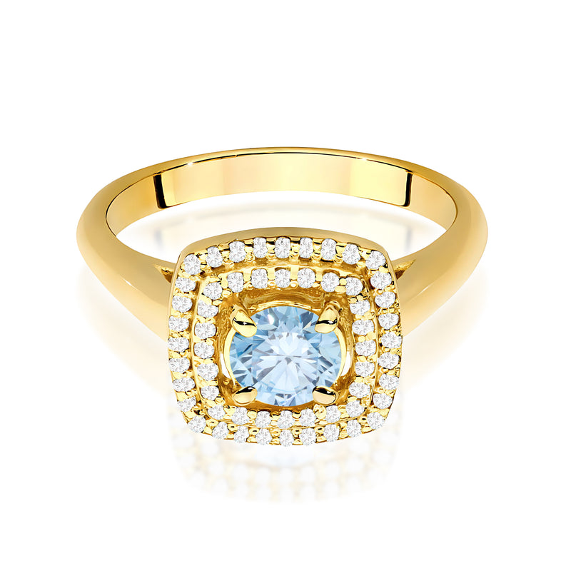 Inel Aur 14K cu Diamante Albastre de Laborator 0.78 ct, imaginea 2 din 12