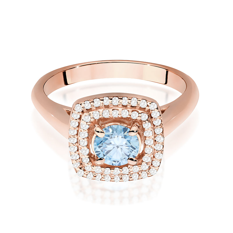 Inel Aur 14K cu Diamante Albastre de Laborator 0.78 ct, imaginea 6 din 12
