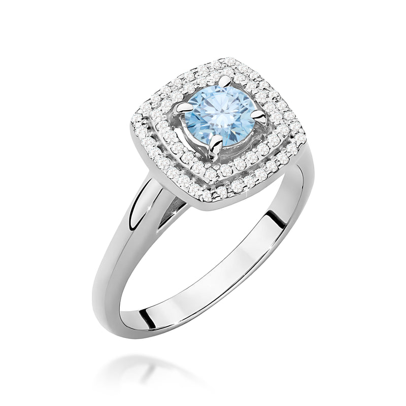 Inel Aur 14K cu Diamante Albastre de Laborator 0.78 ct, imaginea 9 din 12