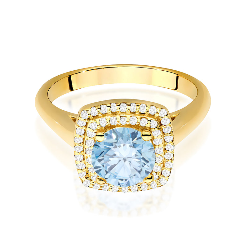 Inel Aur 14K cu Diamante Albastre de Laborator 1.28 ct, imaginea 2 din 12