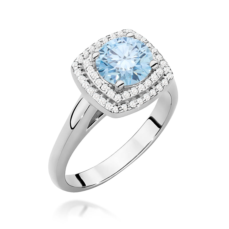 Inel Aur 14K cu Diamante Albastre de Laborator 1.28 ct, imaginea 9 din 12