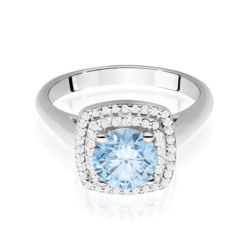Inel Aur 14K cu Diamante Albastre de Laborator 1.28 ct, imaginea 10 din 12