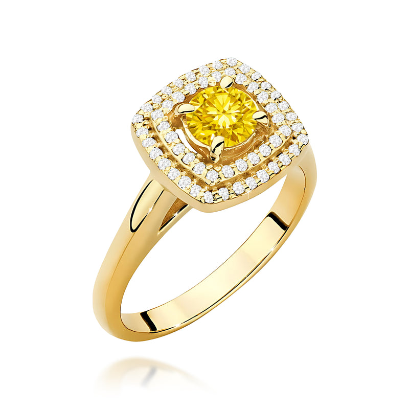Inel Aur 14K cu Diamante Galbene de Laborator 0.78 ct — Aur galben