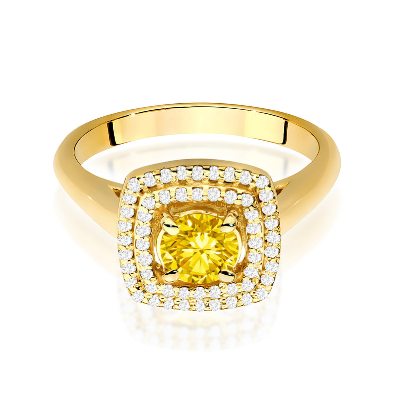 Inel Aur 14K cu Diamante Galbene de Laborator 0.78 ct, imaginea 2 din 12