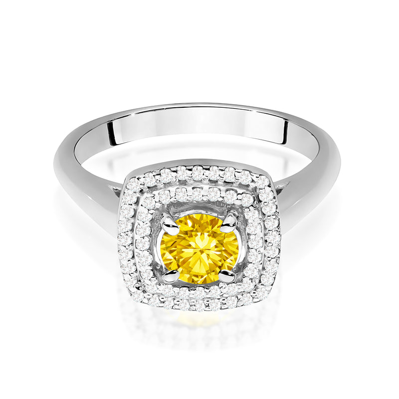 Inel Aur 14K cu Diamante Galbene de Laborator 0.78 ct, imaginea 10 din 12