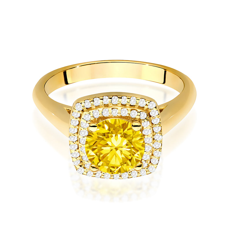 Inel Aur 14K cu Diamante Galbene de Laborator 1.28 ct, imaginea 2 din 12