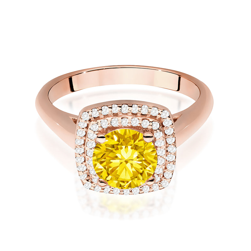 Inel Aur 14K cu Diamante Galbene de Laborator 1.28 ct, imaginea 6 din 12