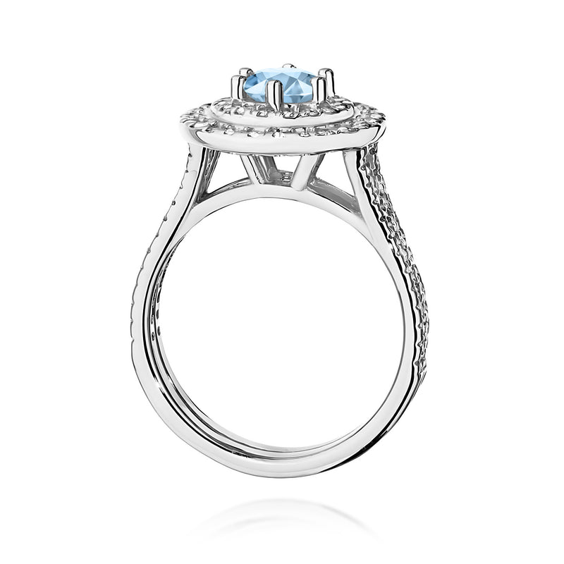 Inel Aur 14K cu Diamante Albastre de Laborator 1.11 ct, imaginea 11 din 12