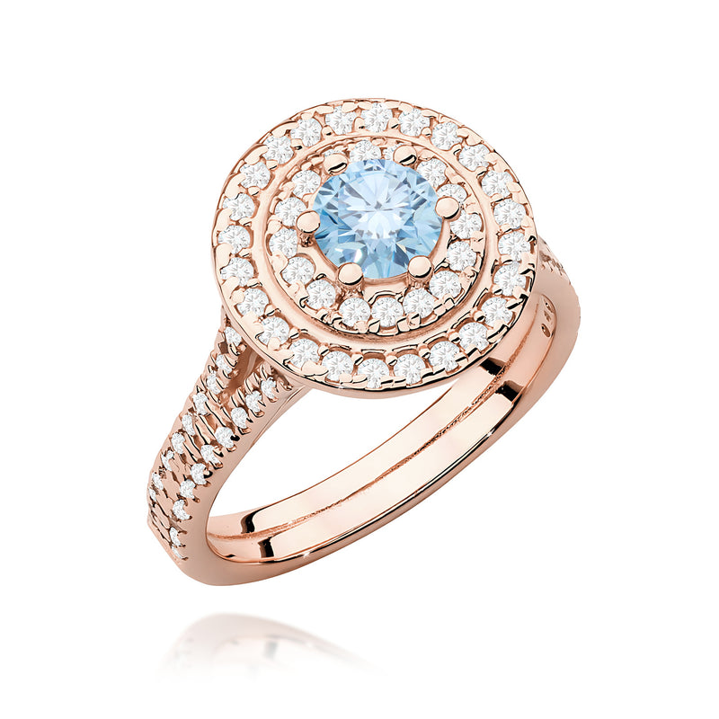 Inel Aur 14K cu Diamante Albastre de Laborator 1.11 ct, imaginea 5 din 12