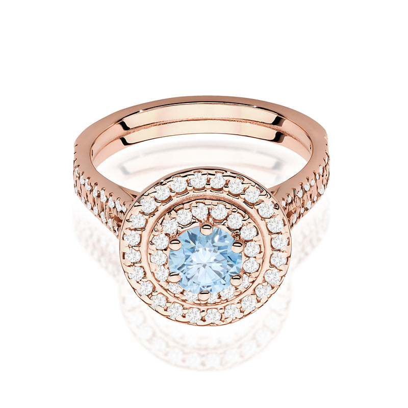 Inel Aur 14K cu Diamante Albastre de Laborator 1.11 ct, imaginea 6 din 12