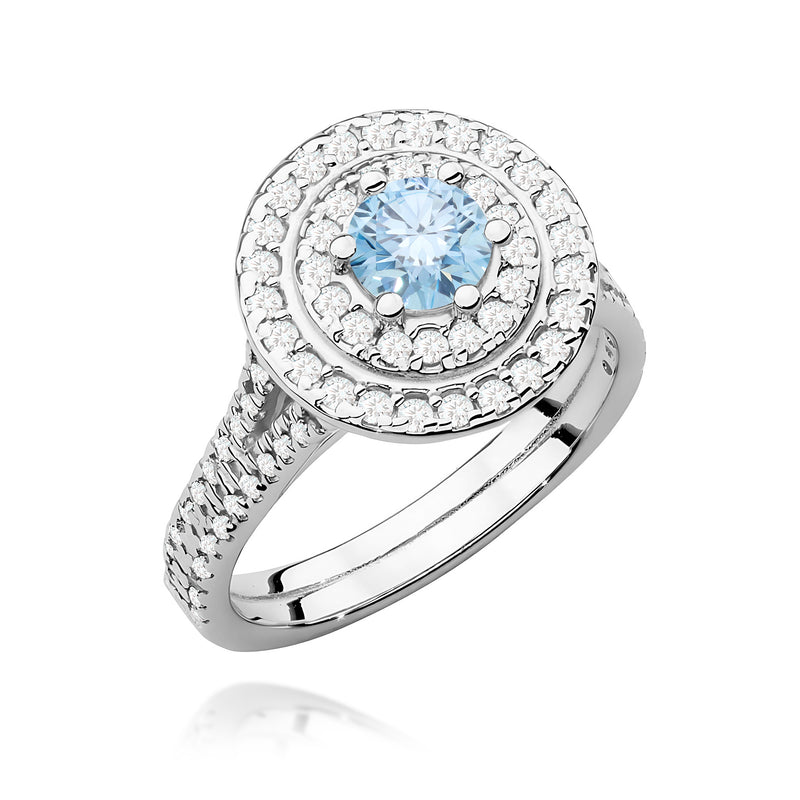 Inel Aur 14K cu Diamante Albastre de Laborator 1.11 ct, imaginea 9 din 12