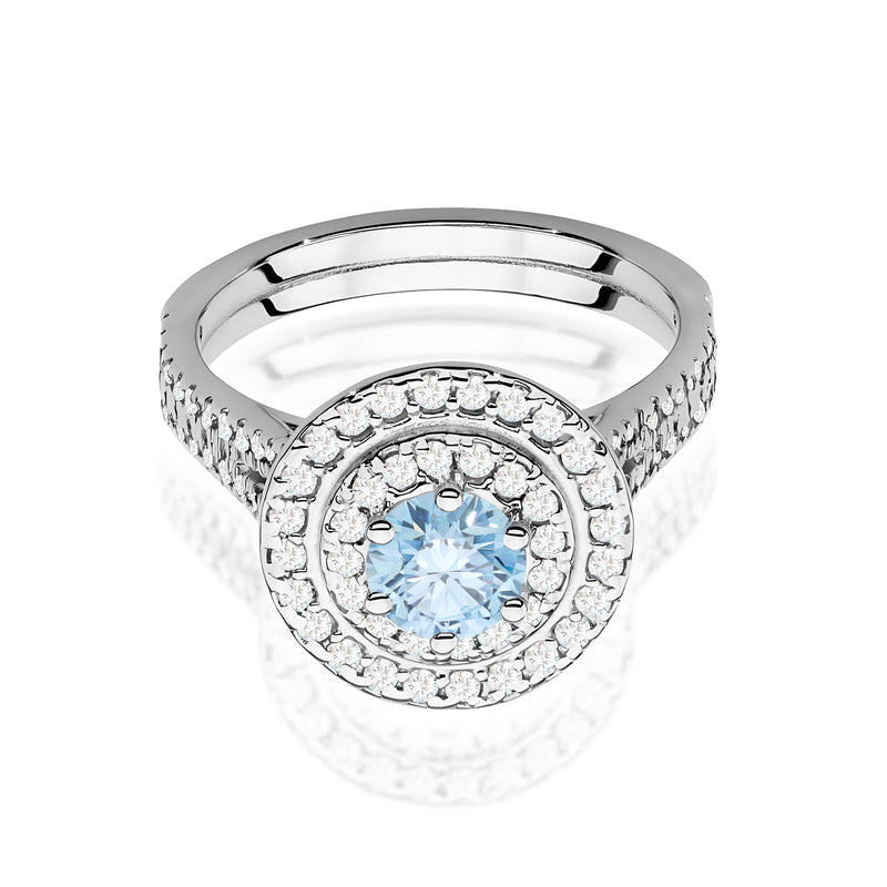 Inel Aur 14K cu Diamante Albastre de Laborator 1.11 ct, imaginea 10 din 12