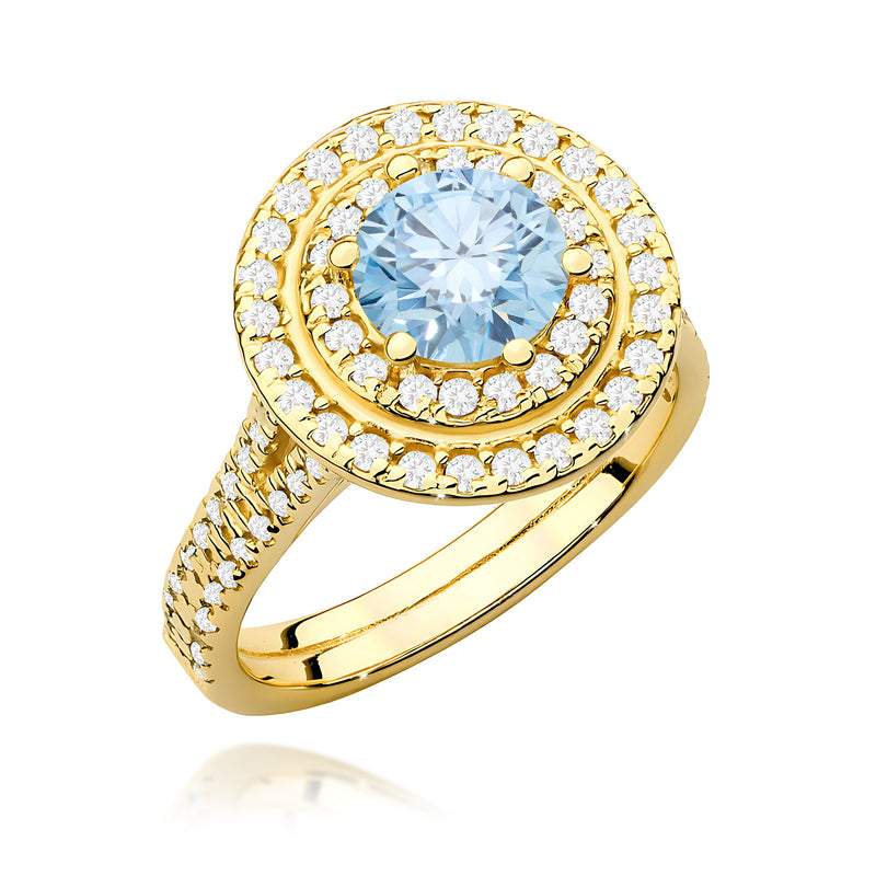 Inel Aur 14K cu Diamante Albastre de Laborator 1.63 ct — Aur galben