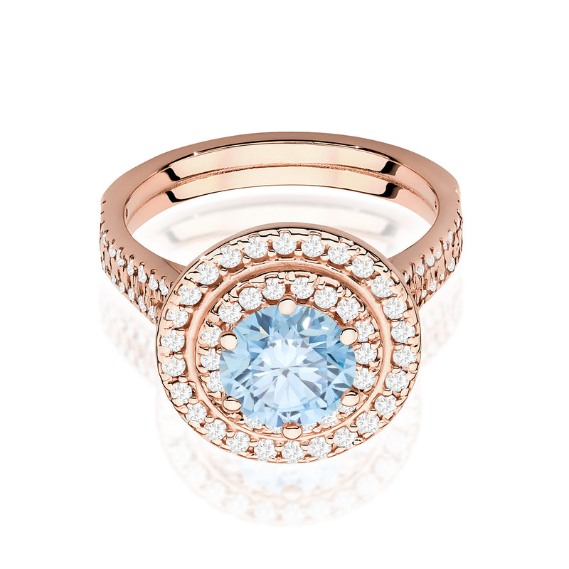 Inel Aur 14K cu Diamante Albastre de Laborator 1.63 ct, imaginea 6 din 12