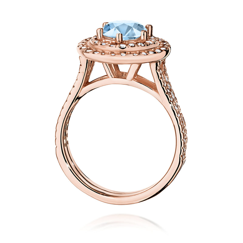 Inel Aur 14K cu Diamante Albastre de Laborator 1.63 ct, imaginea 7 din 12