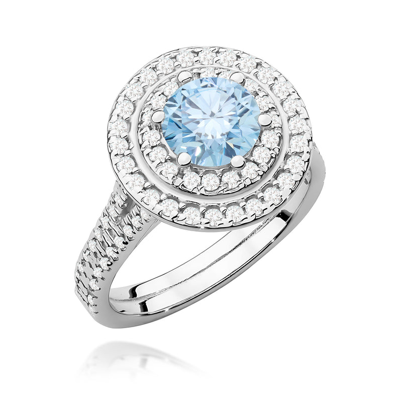 Inel Aur 14K cu Diamante Albastre de Laborator 1.63 ct, imaginea 9 din 12