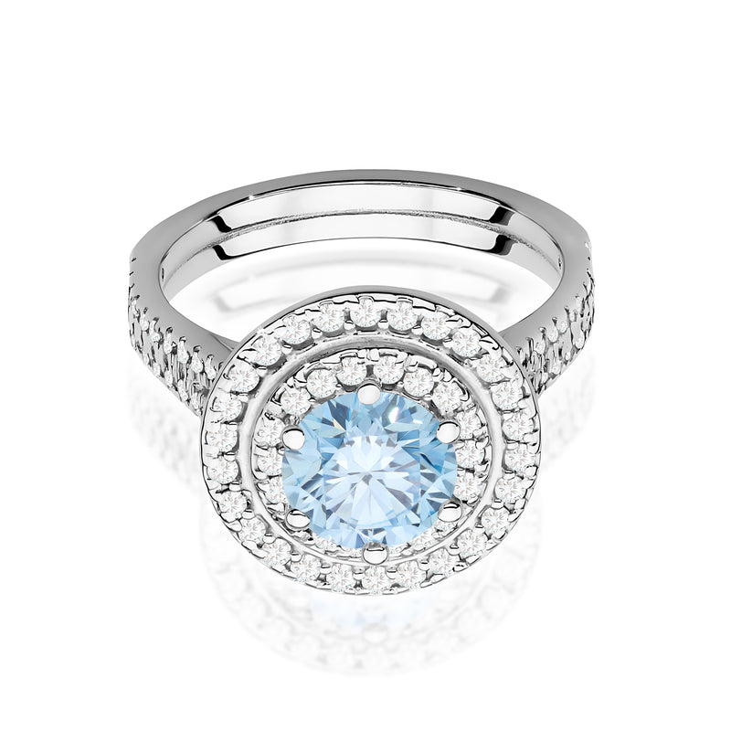 Inel Aur 14K cu Diamante Albastre de Laborator 1.63 ct, imaginea 10 din 12