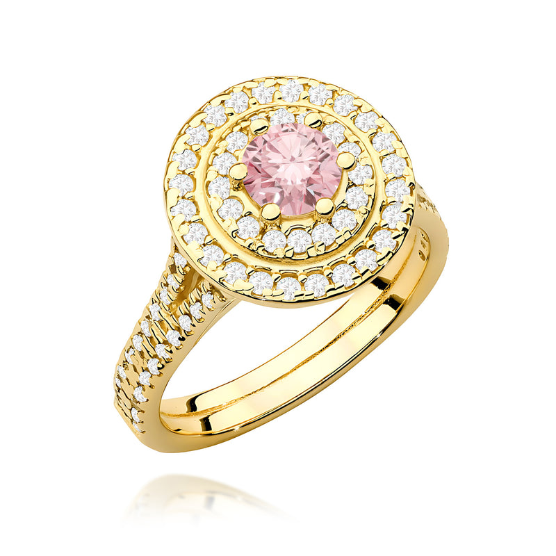 Inel Aur 14K cu Diamante Roz de Laborator 1.11 ct — Aur galben