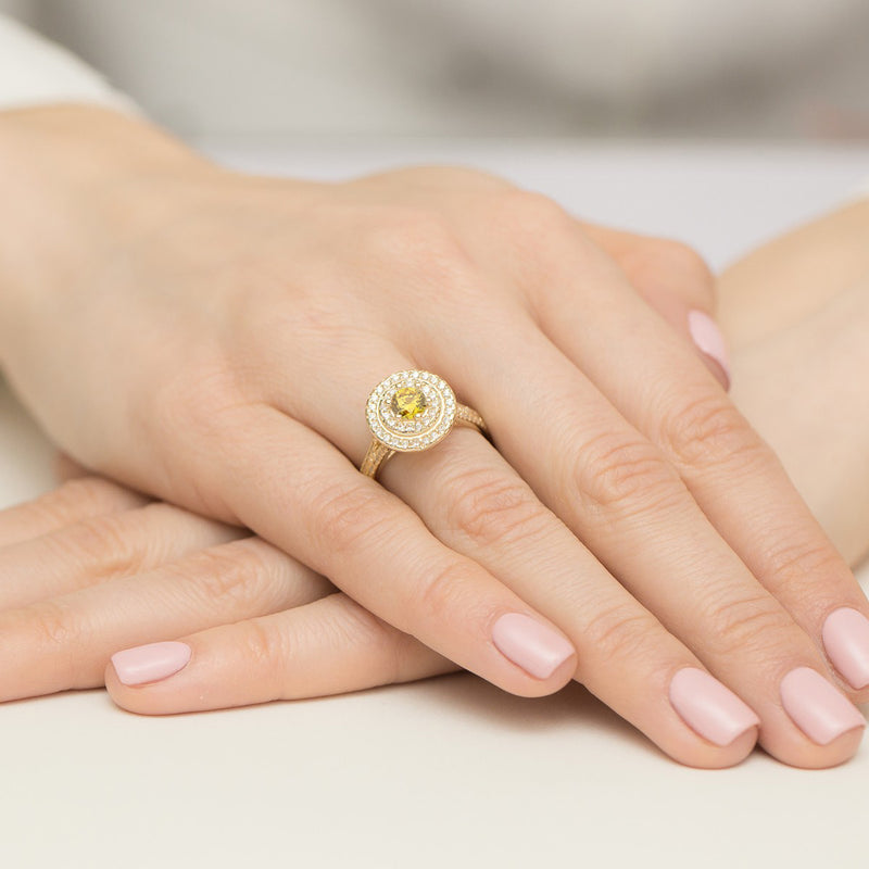 Inel Aur 14K cu Diamante Galbene de Laborator 1.11 ct, imaginea 4 din 12