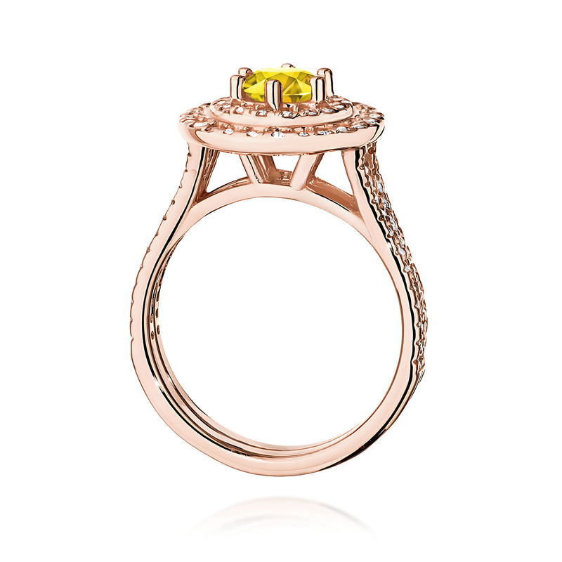 Inel Aur 14K cu Diamante Galbene de Laborator 1.11 ct, imaginea 7 din 12