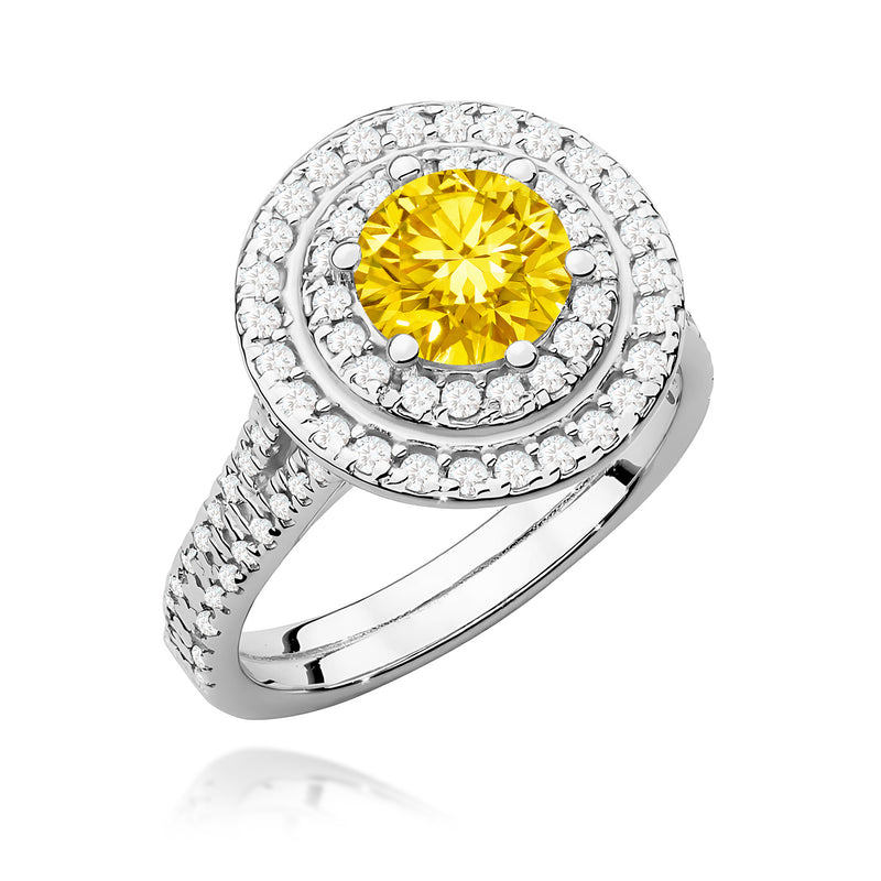 Inel Aur 14K cu Diamante Galbene de Laborator 1.63 ct, imaginea 9 din 12