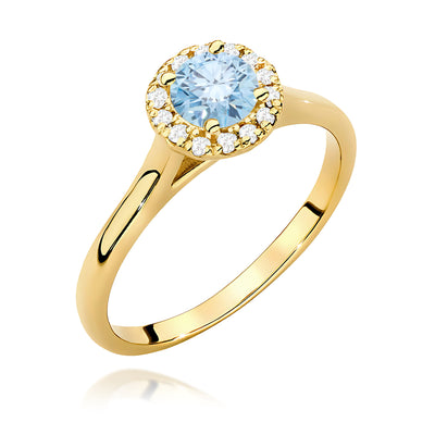 Inel Aur 14K cu Diamante Albastre de Laborator 0.62 ct