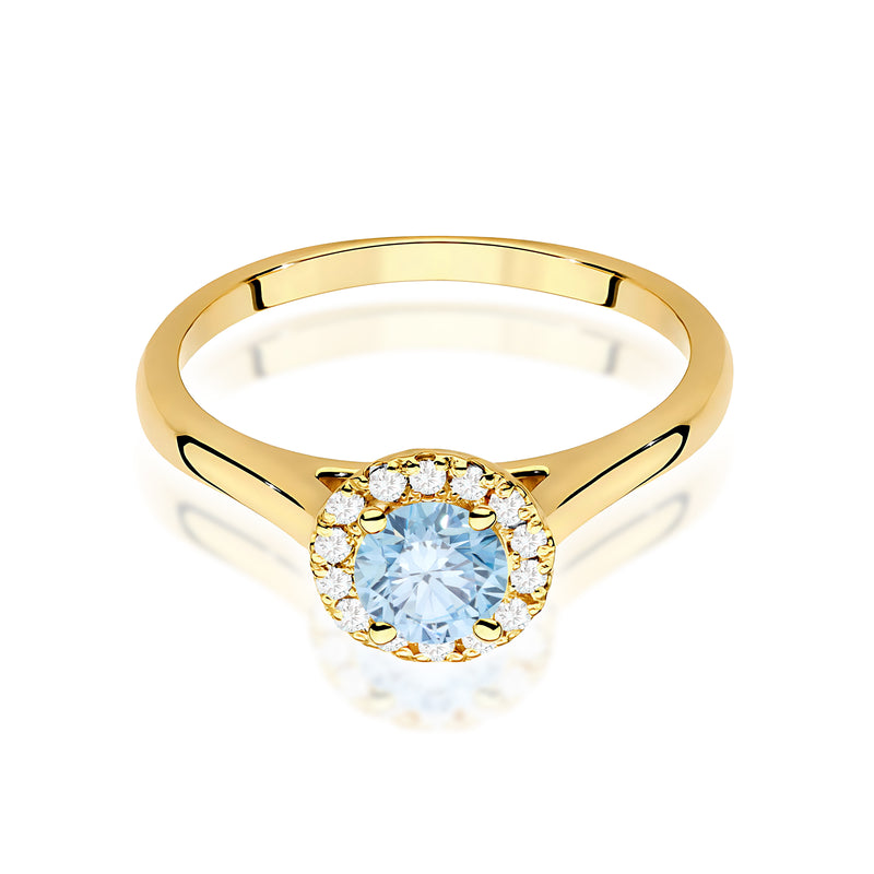 Inel Aur 14K cu Diamante Albastre de Laborator 0.62 ct, imaginea 2 din 12