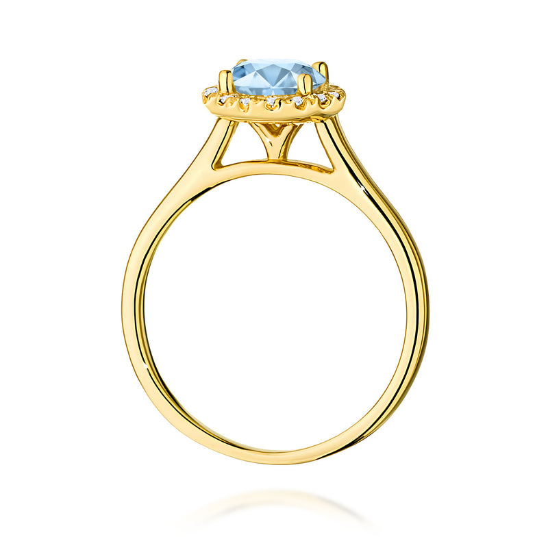 Inel Aur 14K cu Diamante Albastre de Laborator 1.14 ct, imaginea 3 din 12