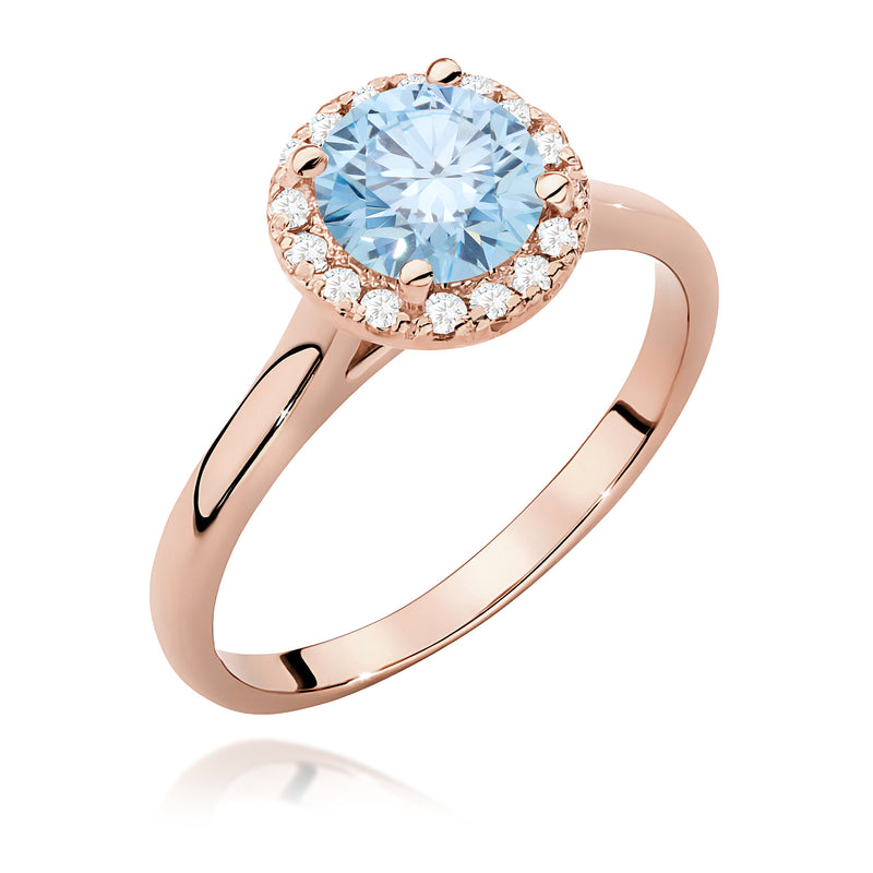 Inel Aur 14K cu Diamante Albastre de Laborator 1.14 ct, imaginea 5 din 12