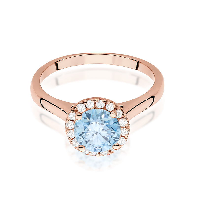 Inel Aur 14K cu Diamante Albastre de Laborator 1.14 ct, imaginea 6 din 12