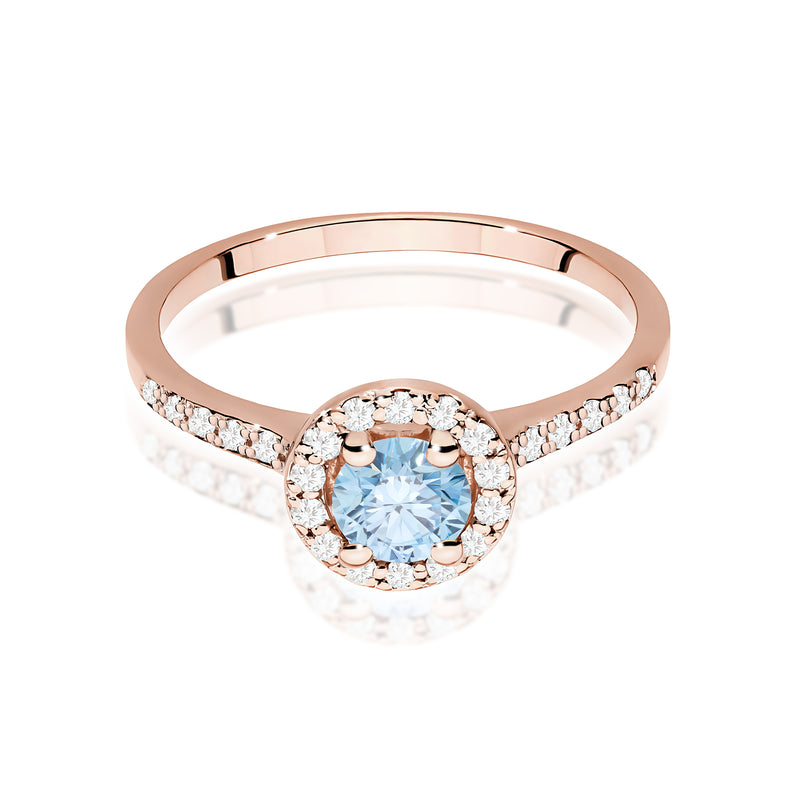 Inel Aur 14K cu Diamante Albastre de Laborator 0.74 ct, imaginea 6 din 12