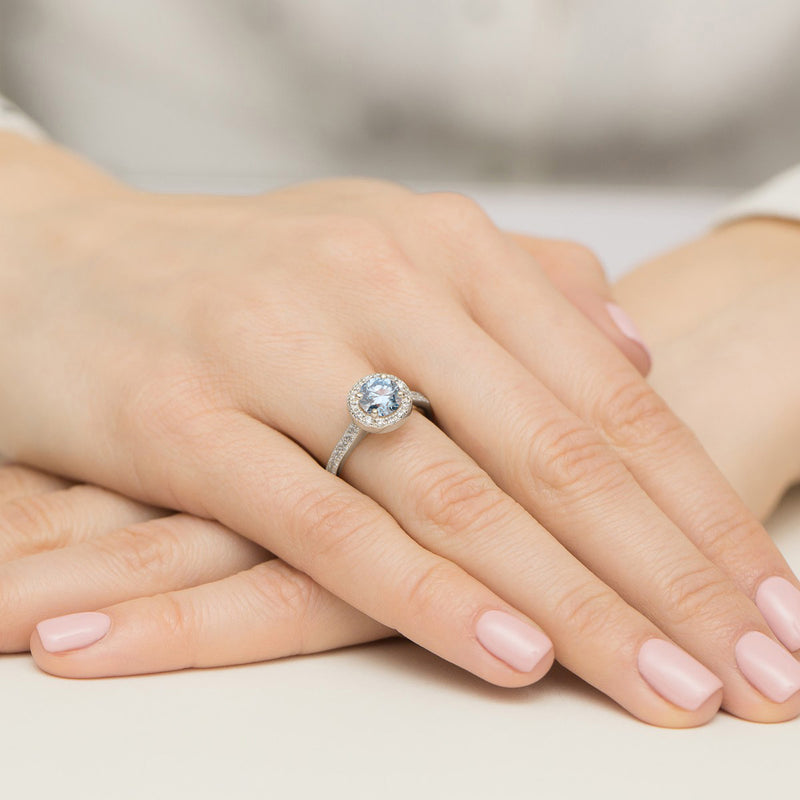 Inel Aur 14K cu Diamante Albastre de Laborator 1.38 ct, imaginea 12 din 12