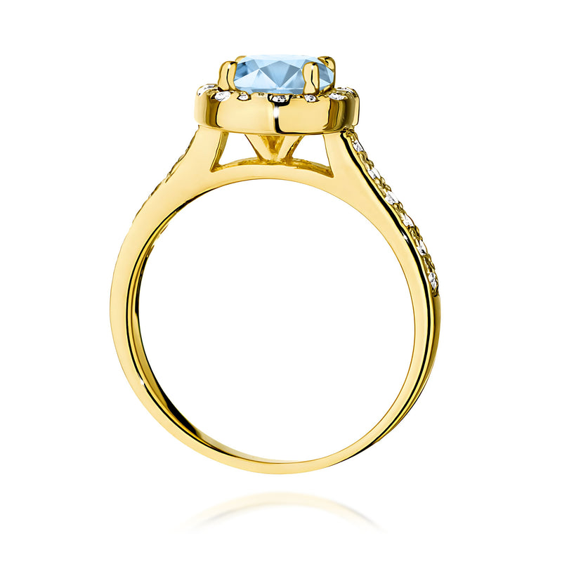 Inel Aur 14K cu Diamante Albastre de Laborator 1.38 ct, imaginea 3 din 12
